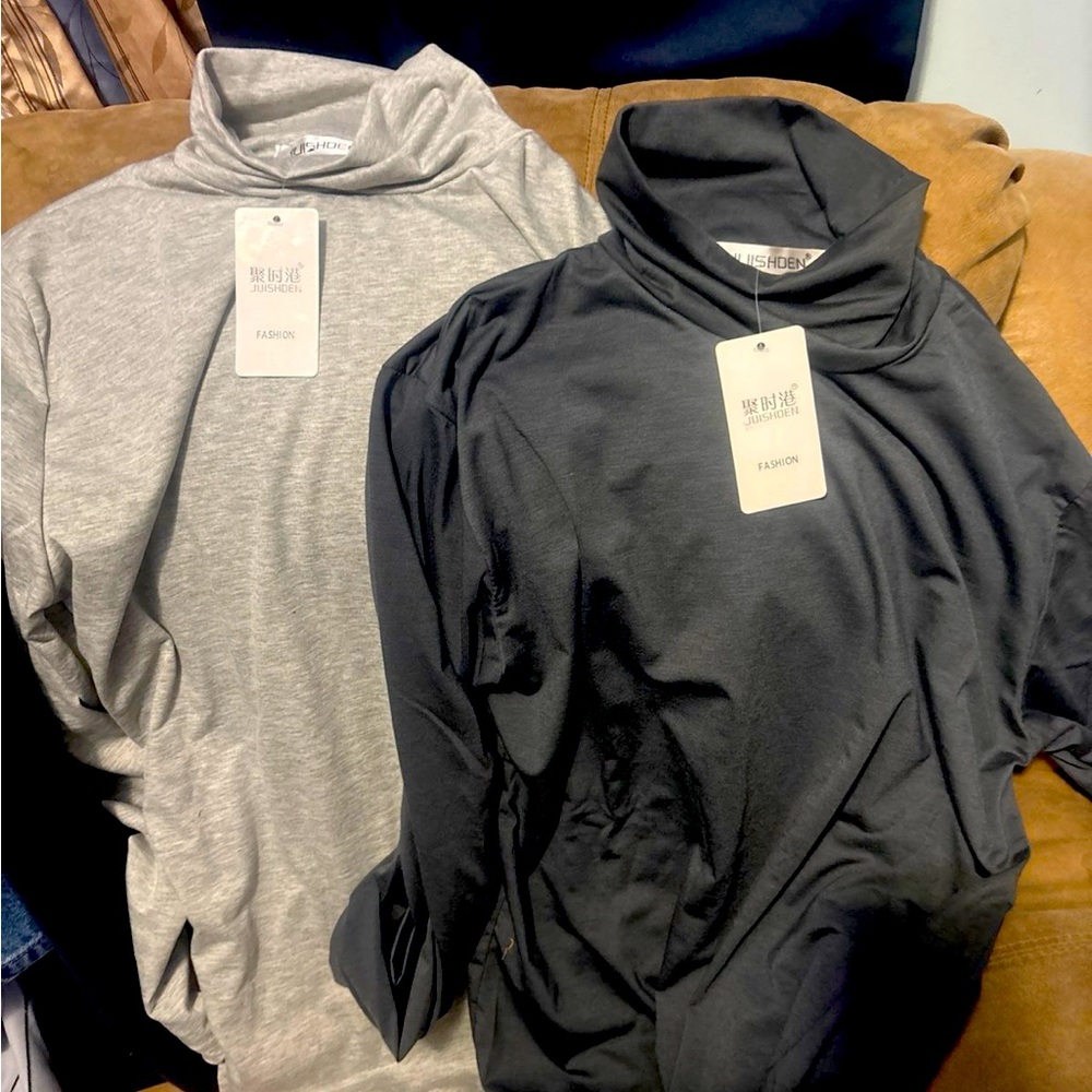 2 brand new Juishden Clothing turtle necks long sleeve tight fit size 3X / XXXL
